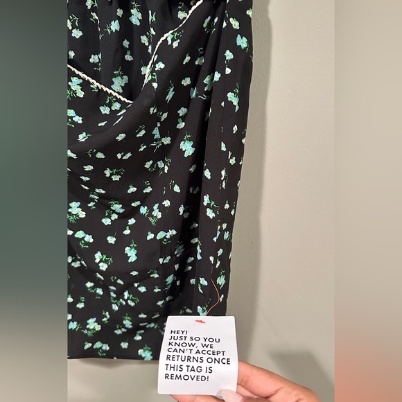 ASOS DESIGN lace trim ruffle bodice mini tea dress in black ditsy - Picture 6 of 7